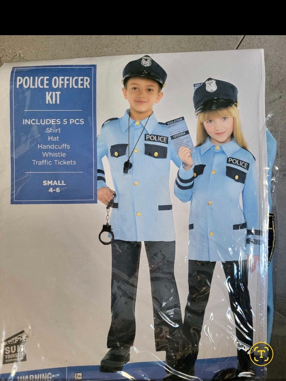 Toddler Police Officer Costume Set, Size Small 4-6